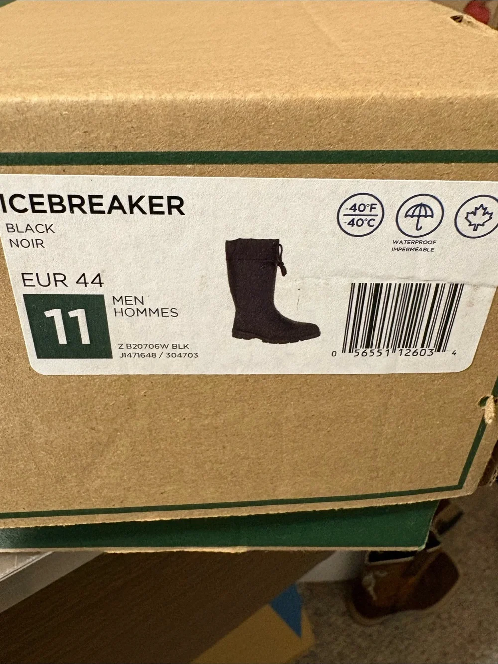 Kamik Black Icebreakers Insulated Rubber waterproof Boots Men’s Size 11